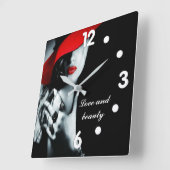 Horloge Carrée Amour et beauté moderne (Angle)