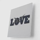 Horloge Carrée Amour jeu de basket avec balle bleue (Angle)