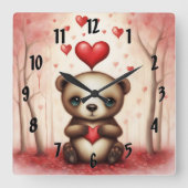 Horloge Carrée Amour Ours 1 (Recto)