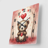 Horloge Carrée Amour Ours 1 (Angle)