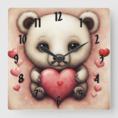Horloge Carrée Amour Ours 2 (Recto)