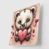 Horloge Carrée Amour Ours 2 (Angle)