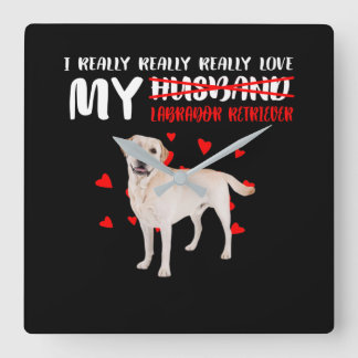 Horloge Carrée Amoureux des chiens | J'Aime Vraiment Mon Labrador