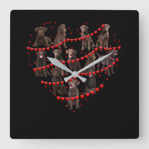 Horloge Carrée Amoureux des chiens Love Heart Chocolate Labrador