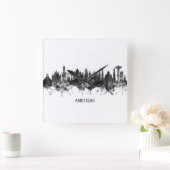 Horloge Carrée Amritsar Punjab Skyline BW (Maison)