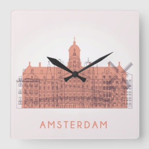 Horloge Carrée Amsterdam, horizon de Pays-Bas des points de