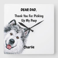 Amusant Alaskan Malamute Papa Aquarelle Canine Art