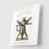 Horloge Carrée Amusant Vitruvian Chat Animaux de compagnie (Angle)