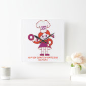 Horloge Carrée Amy Joy Donuts de l'Illinois (Maison)