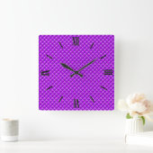 Horloge Carrée Amythyst purple, enamel look, étudiant ded grid (Maison)