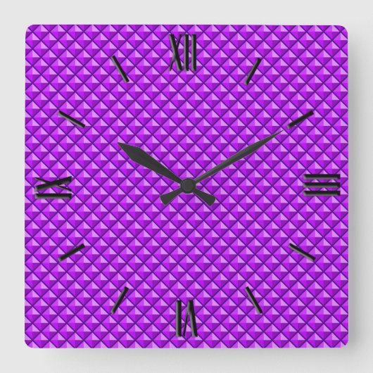 Horloge Carrée Amythyst purple, enamel look, étudiant ded grid (Recto)