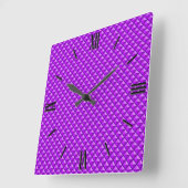 Horloge Carrée Amythyst purple, enamel look, étudiant ded grid (Angle)