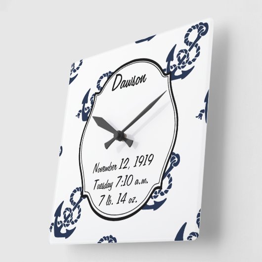 Horloge Carrée Anchor Pattern (Angle)