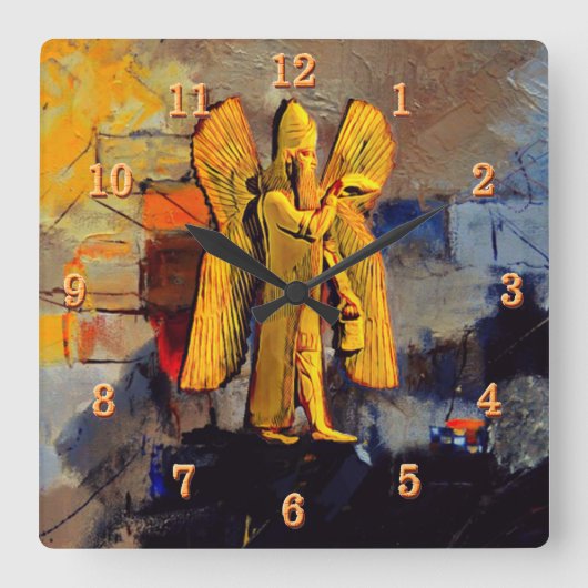 Horloge Carrée Ancien Mur Acrylique Anunnaki (Recto)