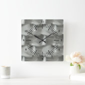 Horloge Carrée Ancienne école Simulée en aluminium brossé (Maison)