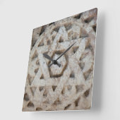 Horloge Carrée Ancienne étoile de David sculptant, Israël (Angle)