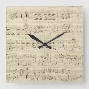 Horloge Carrée Anciennes notes de musique - Partition de Chopin