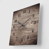 Horloge Carrée Anciennes planches en bois (Angle)