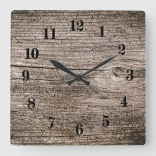 Horloge Carrée Anciennes planches en bois