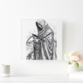 Horloge Carrée Ancient Chronos Marble Statue - Father Time with S (Maison)