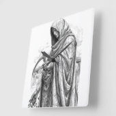 Horloge Carrée Ancient Chronos Marble Statue - Father Time with S (Angle)