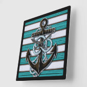 Horloge Carrée Ancre nautique (Angle)