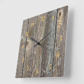 Horloge Carrée Ancre rustique et beau bois authentique (Angle)