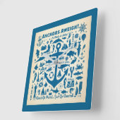 Horloge Carrée Ancres Aweigh ! (Angle)