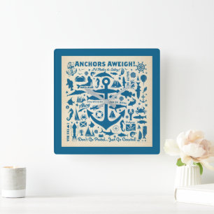 Horloge Carrée Ancres Aweigh !