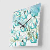 Horloge Carrée Ancres nautiques Plage Océan Plage Côté Côté (Angle)