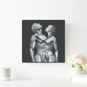Horloge Carrée Android Union: Cyborg Couple Square Wall Clock (Maison)