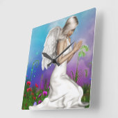 Horloge Carrée Ange de prière (Angle)