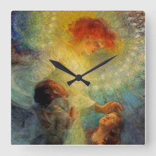 Horloge Carrée « Ange gardien » de Franz Dvorak