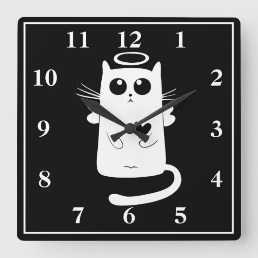 Horloge Carrée Angel Chat (Recto)