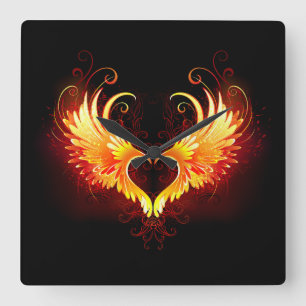 Horloge Carrée Angel Fire Heart with Wings