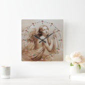 Horloge Carrée ANGEL PLAYING LYRA OVER THE CLOUDS Sepia Brown (Maison)