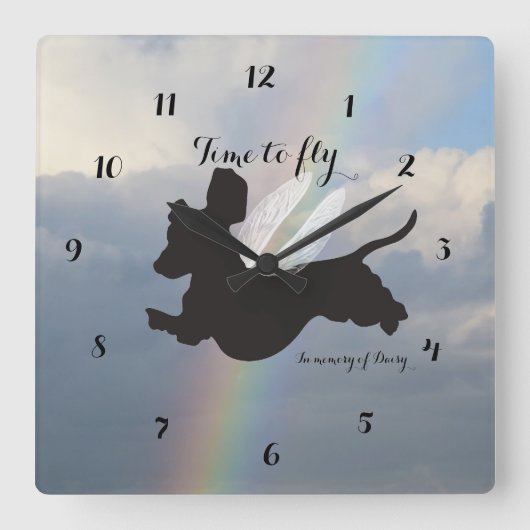 Horloge Carrée Angel Wings Dachshund Memorial Wall Clock (Recto)