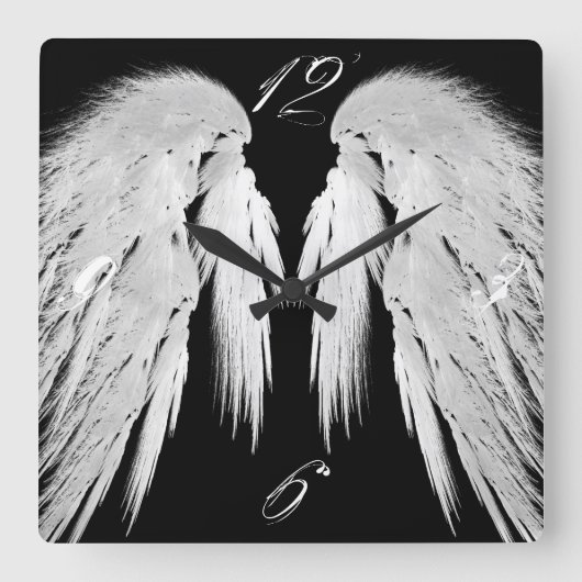 Horloge Carrée ANGEL WINGS Gray Touched Feathers Custom Numbers (Recto)