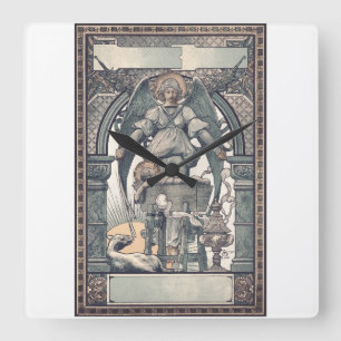 Horloge Carrée Anges gardiens avec l'enfant Jésus
