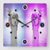 Horloge Carrée Angle rose de nuit et de jour (Recto)