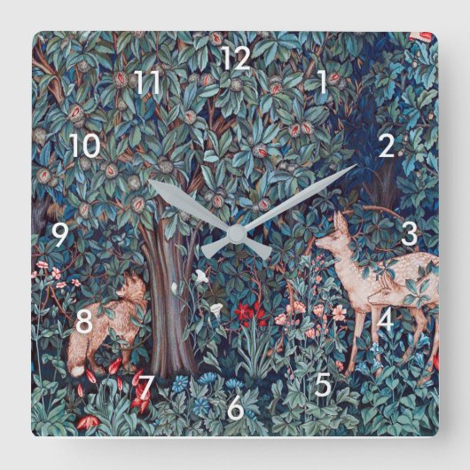 Horloge Carrée Animals dans The Forest, William Morris (Recto)