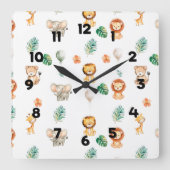 Horloge Carrée Animaux Boho Jungle  (Recto)