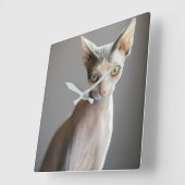 Horloge Carrée Animaux de bébés cutest | Chat Sphinx (Angle)