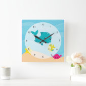 Horloge Carrée Animaux sous-marins (Maison)