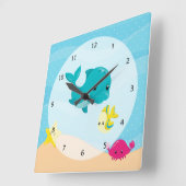 Horloge Carrée Animaux sous-marins (Angle)