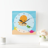 Horloge Carrée Animaux sous-marins (Maison)