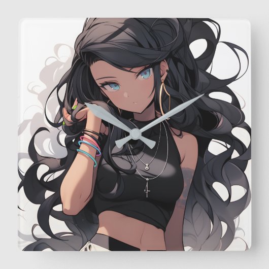 Horloge Carrée Anime girl #3 (Recto)