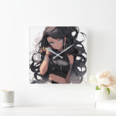 Horloge Carrée Anime girl #3 (Maison)