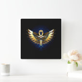 Horloge Carrée Ankh or avec ailes (Maison)