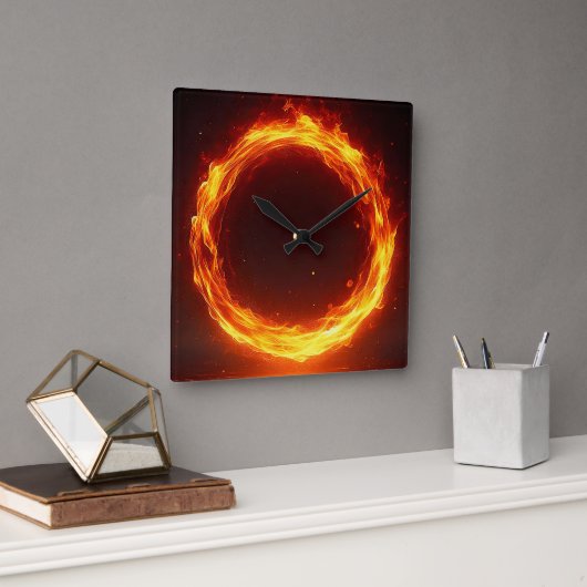 Horloge Carrée anneau de feu (Bureau)